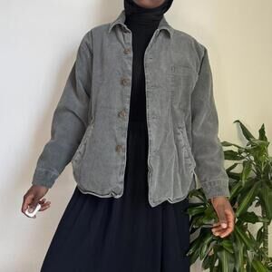 Vintage gray button down long sleeves corduroy shirt jacket size S